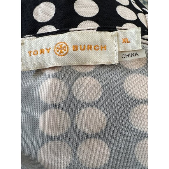 Tory Burch Black & White Polka Dot Sleeveless Midi Dress Pleated Details XL - Picture 8 of 13